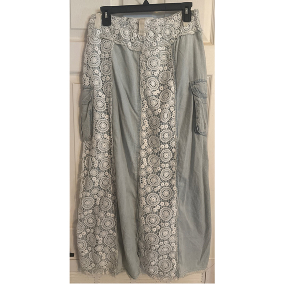 Women's POL Light Blue & White Lace Maxi Skirt - Picture 2 of 3